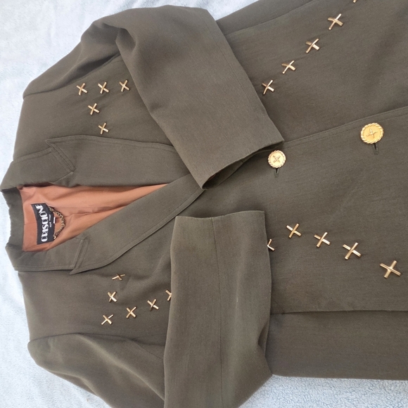 Vintage Criscione New York Womens Decorated Blazer Jacket Small Coat Olive Green - Picture 7 of 14